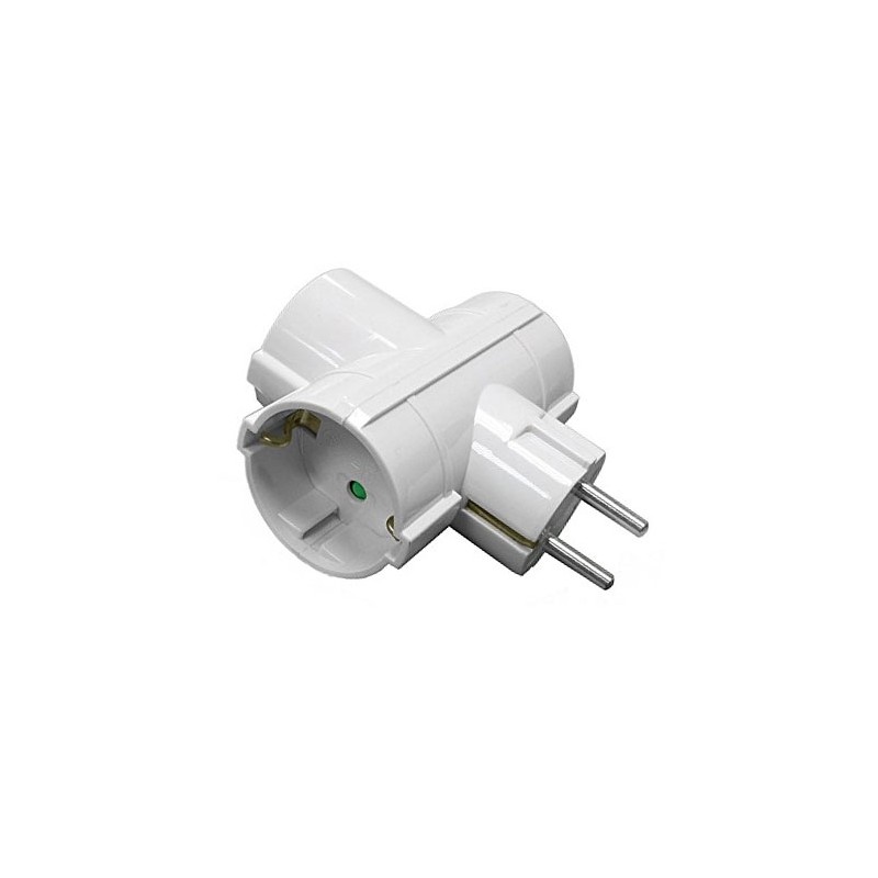 Triple electric adapter unel schuko 16a white 3 inputs 8030