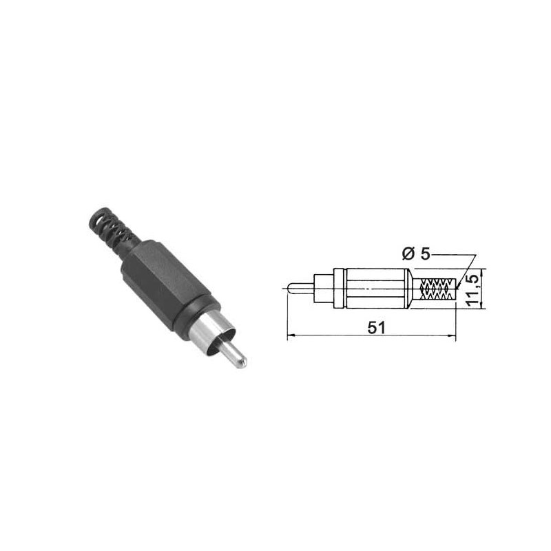 Black rca plug in plastic audio video 382002505