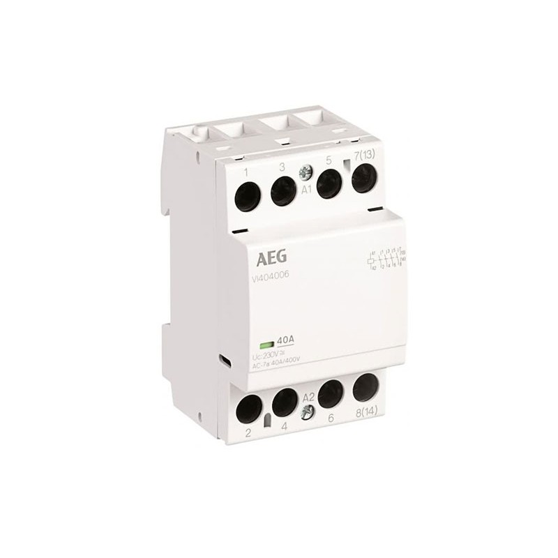 Contacteur électrique 4no 40a 230vac / dc aeg vi404006 3 modules