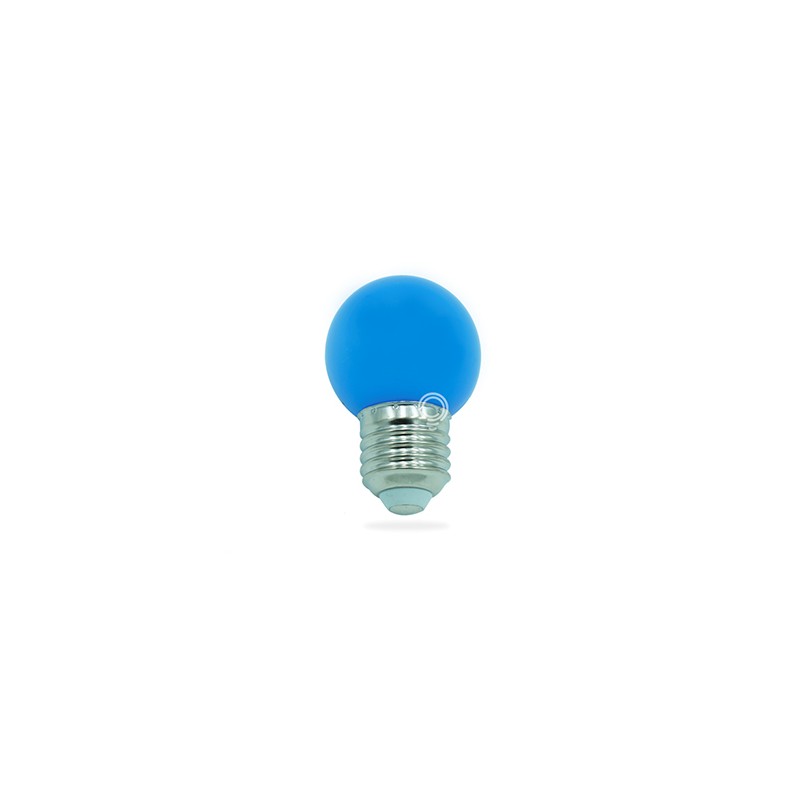 Sphärische led-lampe mit farbigem glas blau e27 0.9w d.45mm