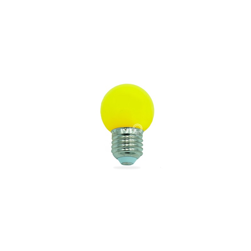Sphärische led-lampe mit farbigem glas gelb e27 0,9 watt d.45mm