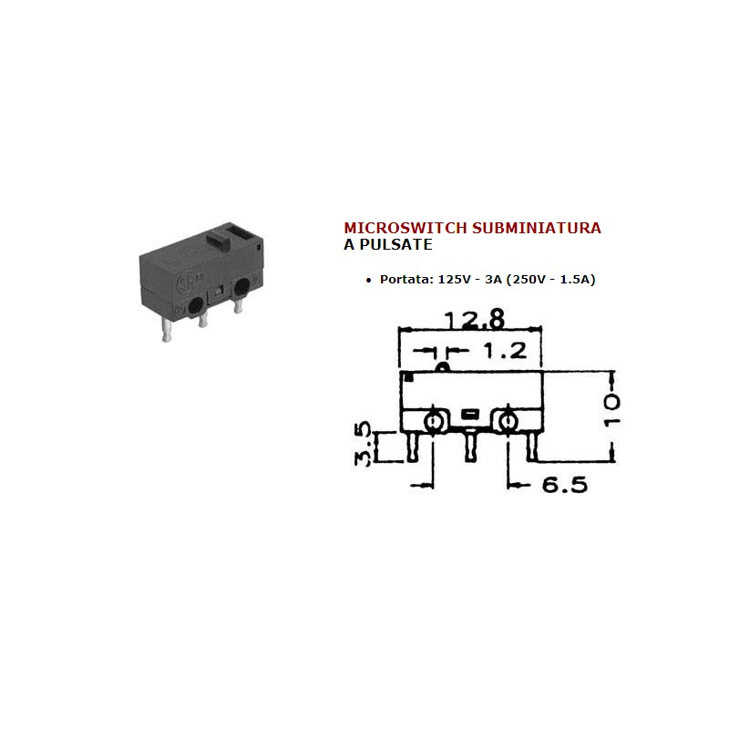 Inverseur électrique à micro-interrupteur miniature à bouton-poussoir