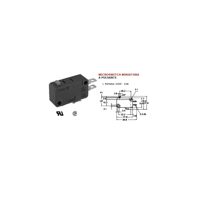 Déviateur de micro-interrupteur à bouton-poussoir 5a électronique 34.10045