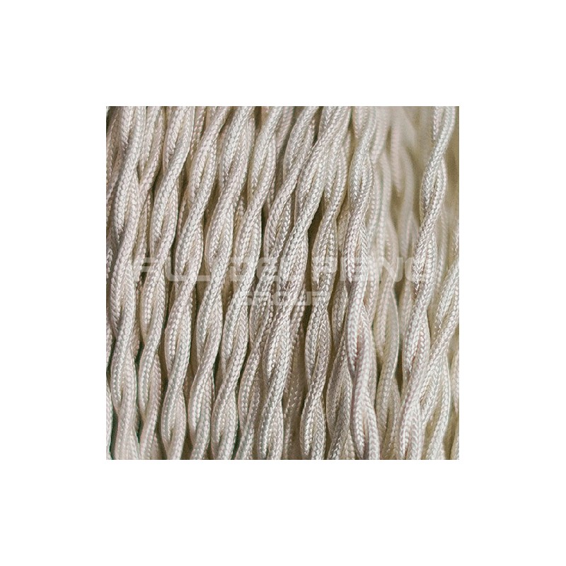 Chandelier câble tresse tissu soie 2x0,75mm ivoire