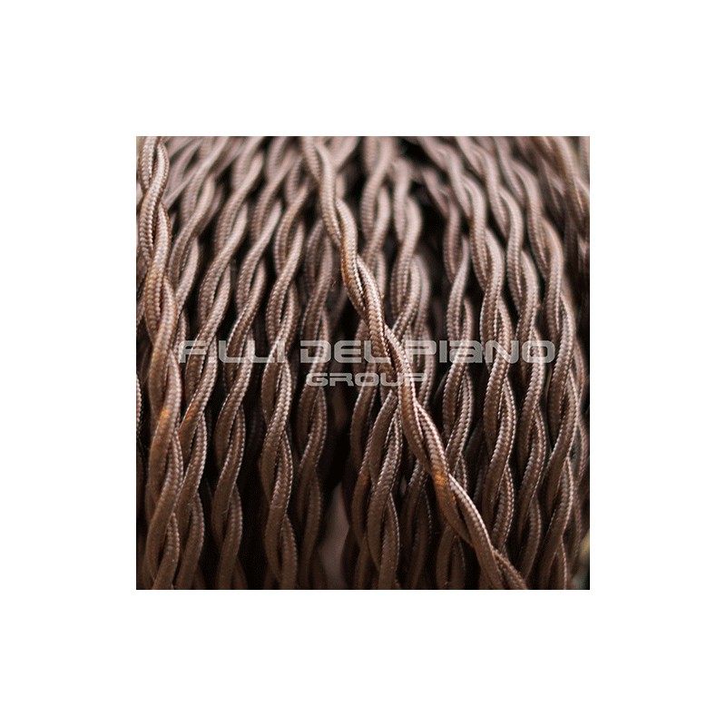 Câble électrique lustres tissu de soie tressé vintage 2x0,75mm marron