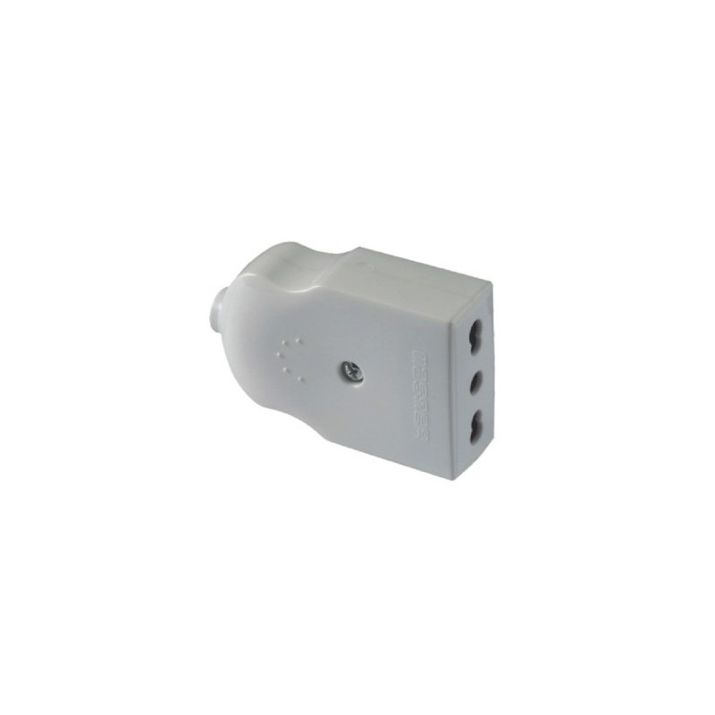 Compact 2p terra 10 / 16a white flying by-pass electric socket