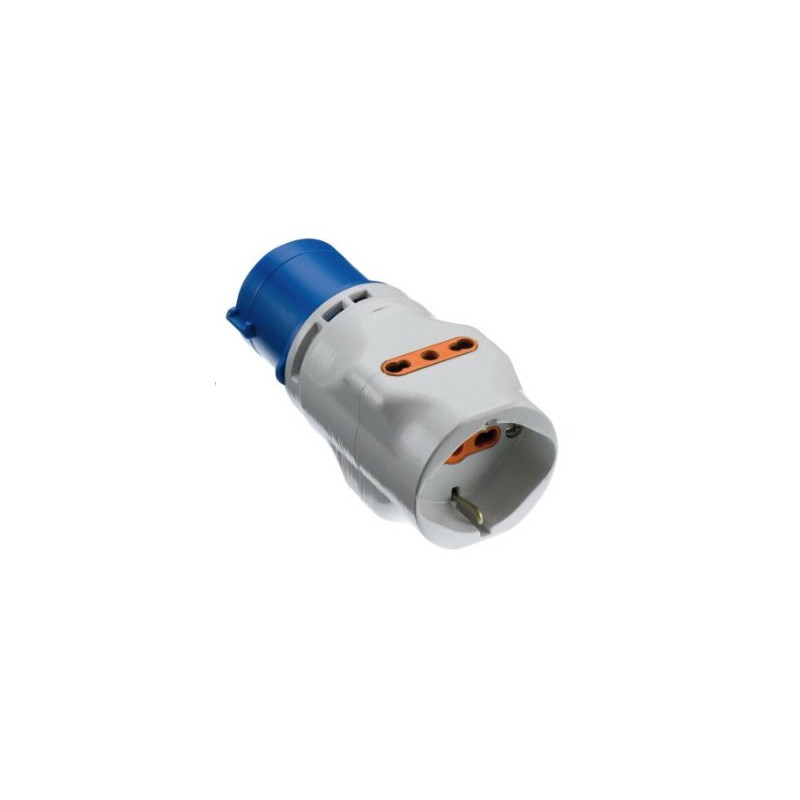 CEE mashio elektrischer Adapter 2 Steckdosen 16A Bypass EC690510 blau