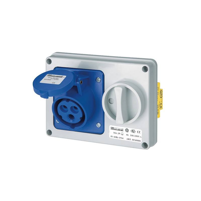 Interlocked outlet ceiling eec blue 16a ip44