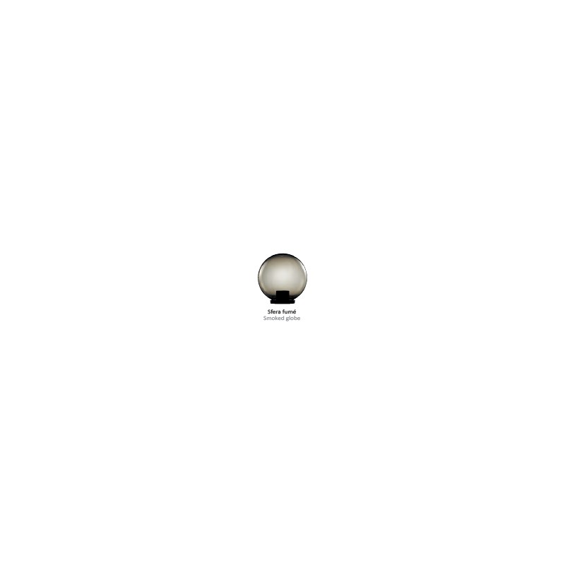 Lampione sfera fume  d250 c/adat  e27 base nero