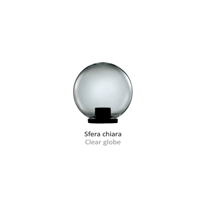 Lampe de jardin avec sphère transparente d300 avec base e27 noir