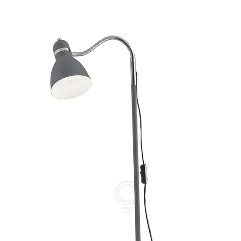 Floor lamp with rigid and flexible stem, 1xe27 chrome metal finishes