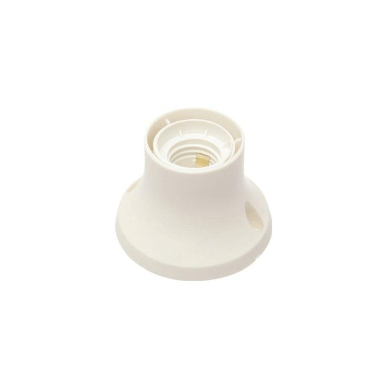 Lamp holder with straight plastic base for wall or ceiling white e27
