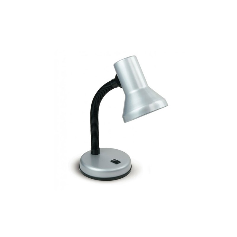 Table lamp in metal silver e27 flexible 1xe27