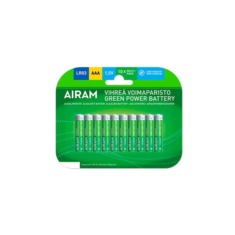 Aaa alkaline battery in blister pack 10pcs 1.5v lr03 airam