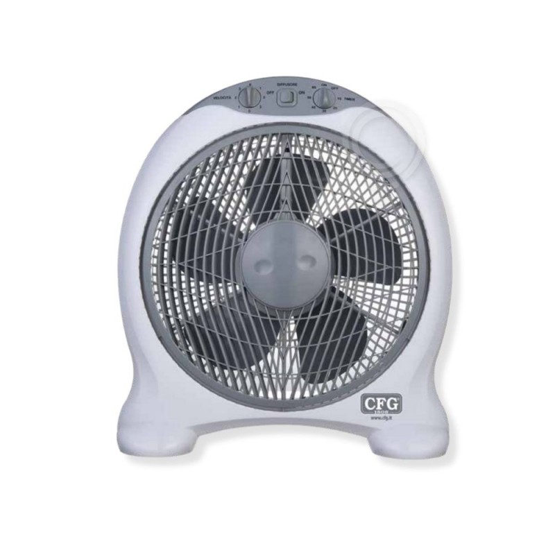 Ventilatore elettrico box fan 3 velocità d.30 timer 60 minuti bianco