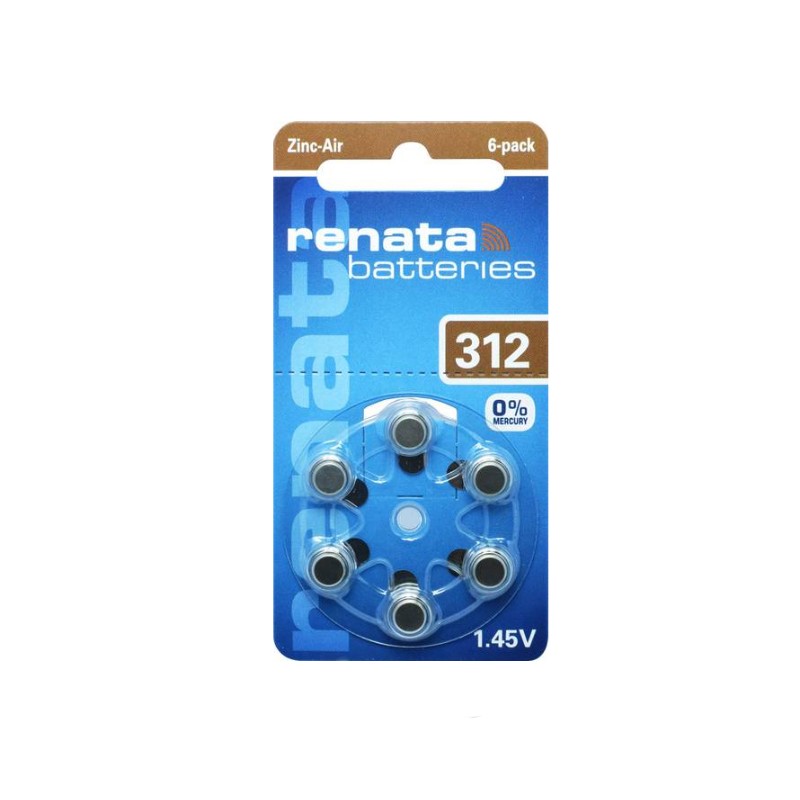 Batteria acustica v312 blister 6pz zinc air apparecchi acustici za312