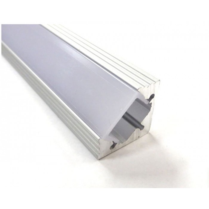 Profilo led angolare in alluminio 2mt con cover opale per strisce led -  Imperia 6013656