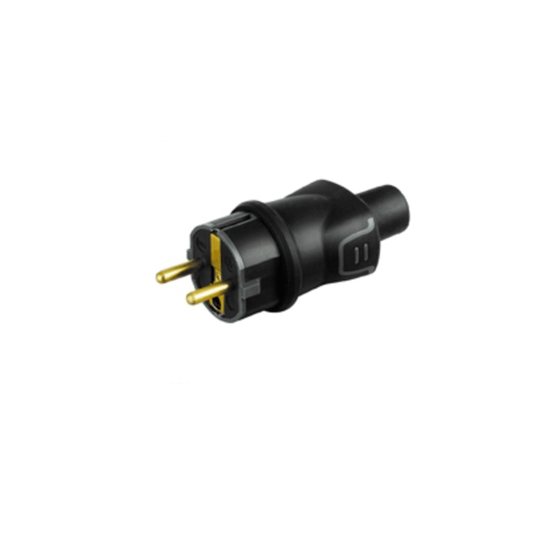 Electrical plug rubber bimaterial 2pt German ip44