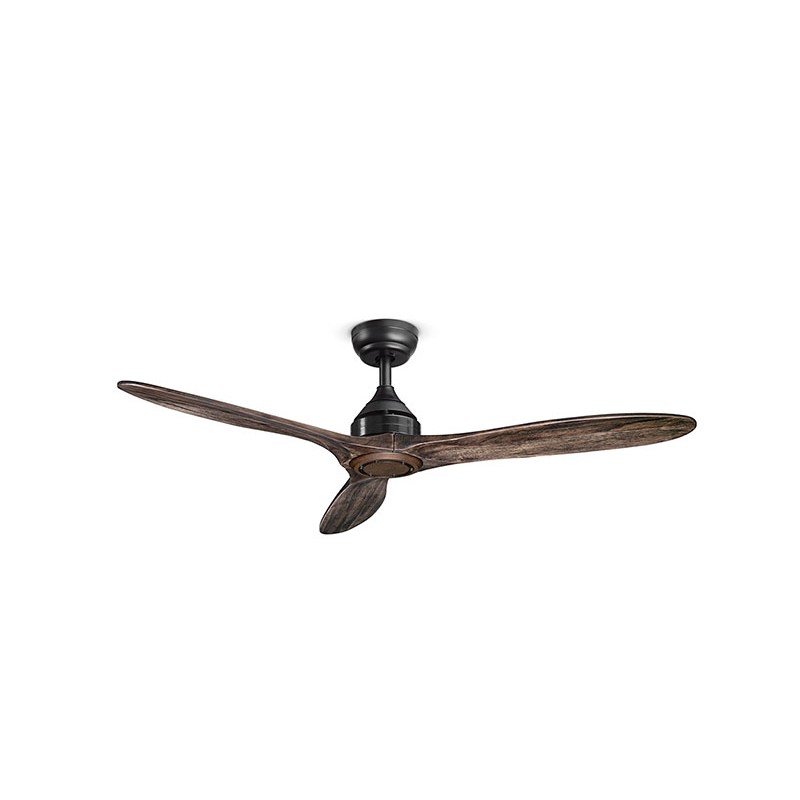 Black metal ceiling fan and wooden blades D130