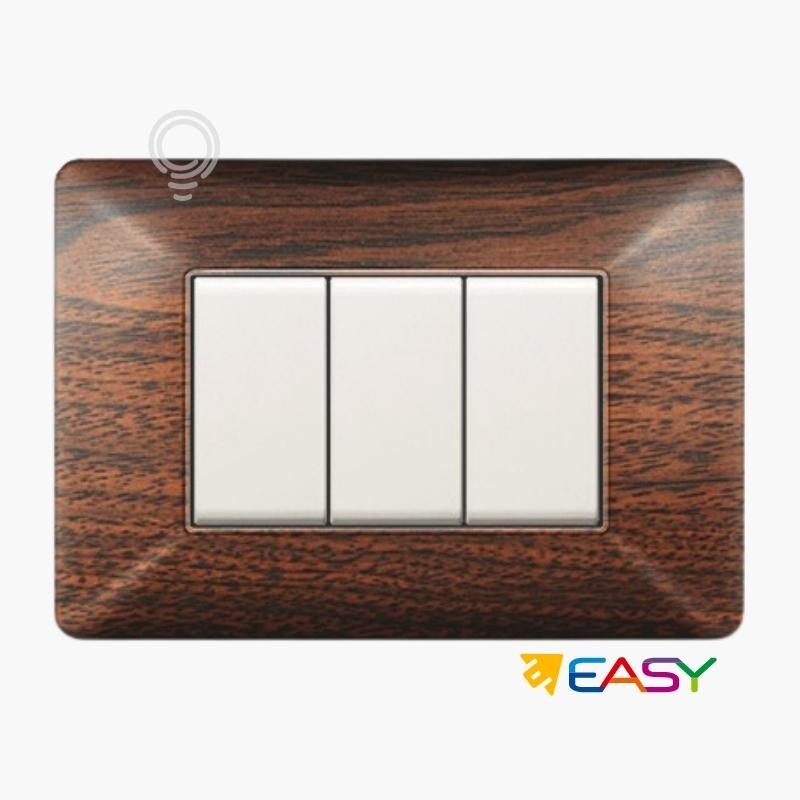 Schalterabdeckplatte aus dunklem Holz mit 6 Modulen, kompatibel mit Matix