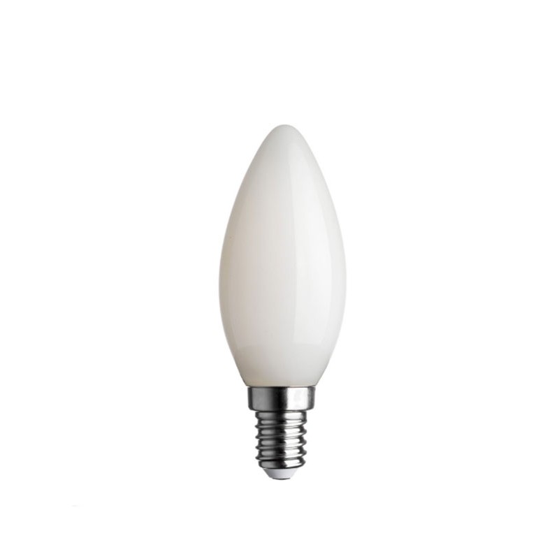Lampe Olive LED lumière chaude verre opale 6w E14 MIGNON 2700k