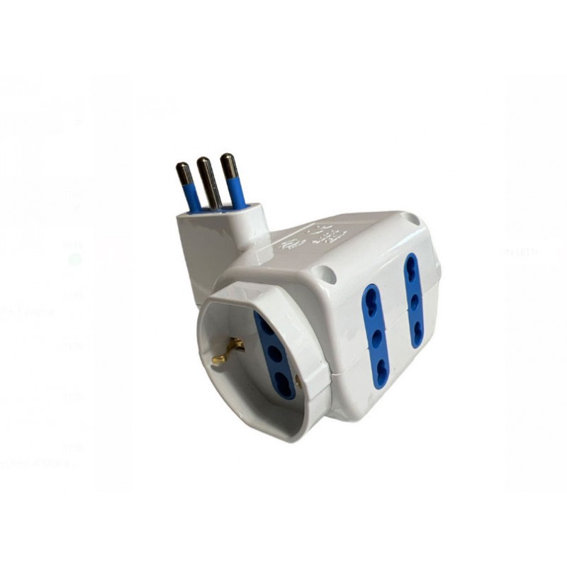 Triple plug electrical adapter plug 16A T 2bypass 2socket unel