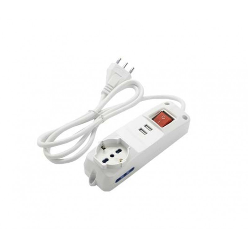 3-place power strip with 2 USB and switch