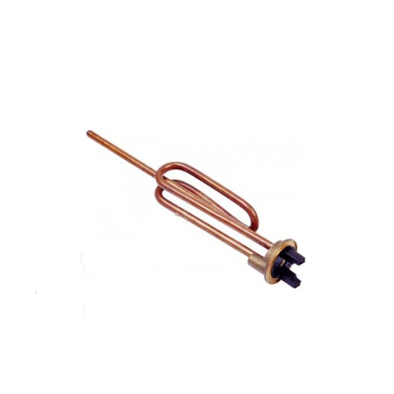 Electric water heater heating element with curved fast flange