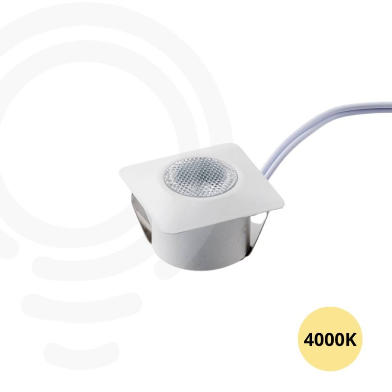 Faretto a incasso led bianco in alluminio 1w 100lm 4000k 3 2x3 2x2 2 cm