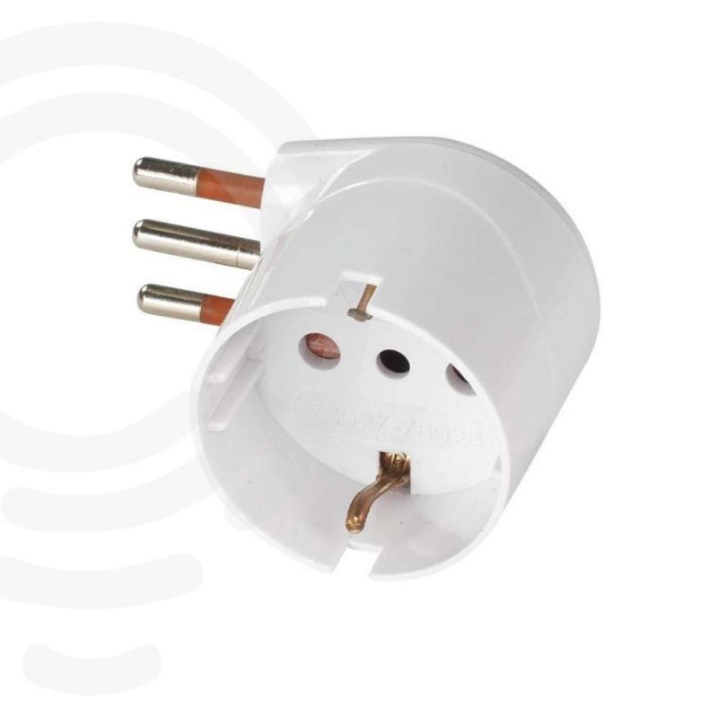 Domestic electrical adapter schuko plug 10A T Flat 250V White