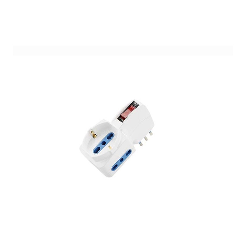 Triple electric plug with switch plug 10A T white 1 schiuko