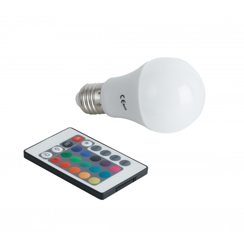 LED-Lampe mit Fernbedienung E27 10 W 935 lm RGBW 60 x 125 mm 15000 Std. CRI80