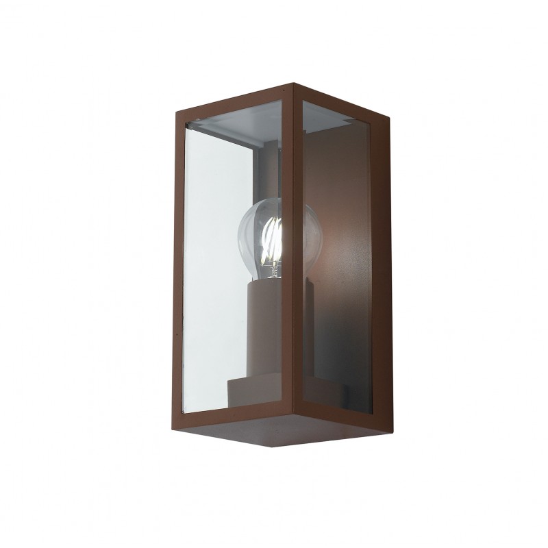 Wandleuchte aus bronzefarbenem Metall mit Glasdiffusor 1xe27 ip44