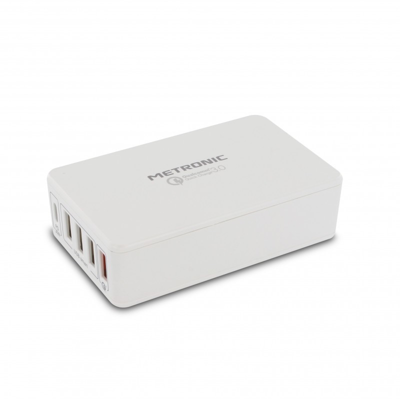 Desktop mains charger 5 USB outputs - white