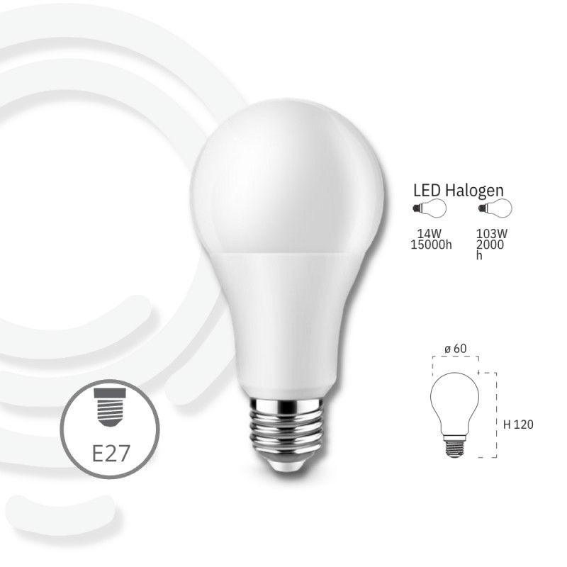 LED-Glühbirne E27 14 W 1550 lm 6500 K 60 x 120 mm 150000 Std. Cri80