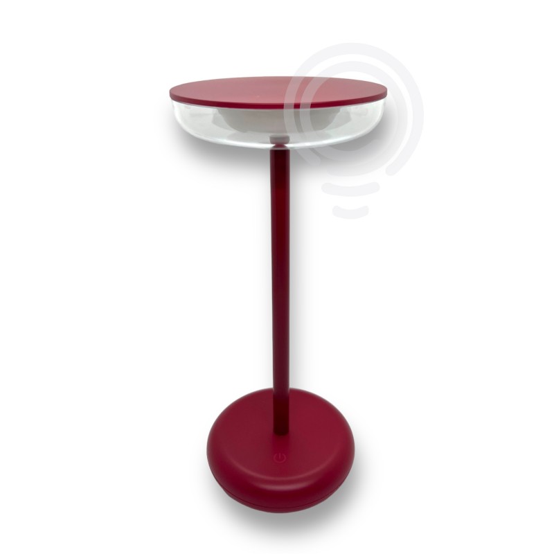 Lampada da tavolo ricaricabile a batterie in metallo e Abs verniciato per uso interno/esterno rosso