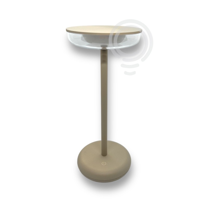 Lampada da tavolo ricaricabile a batterie in metallo e Abs verniciato per uso interno/esterno sabbia 