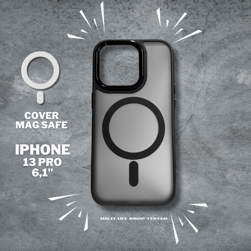 Cover Opaca con MagSafe per iPhone 13 pro nero Protezione Robusta e Stile Elegante