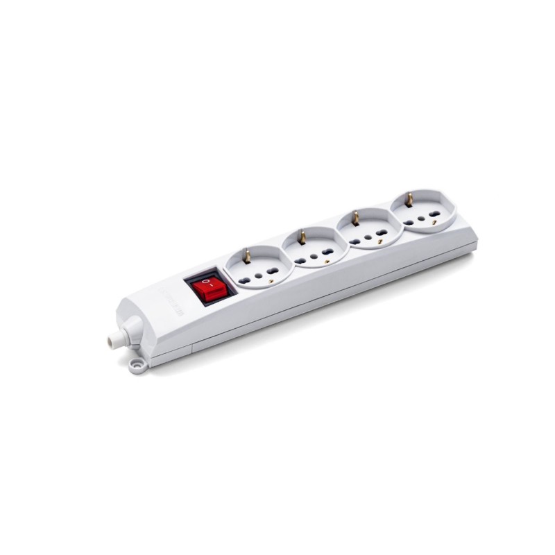 Universal 4-place single-pin white multiple socket outlet without cable 