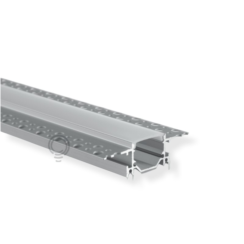 Kit profilo alluminio da muratura 2mt dissipatore 24w parete + cover satinata 