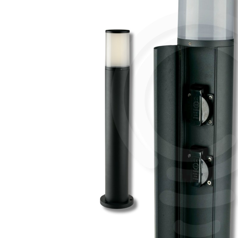 LED-Hub anthrazitfarbener LED-Mast 13 W 1440 lm 4000 K IP54 2 Schuko-Steckdosen 2500 W 13 x 65 cm