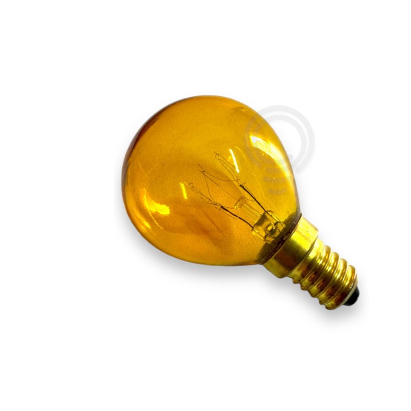 Lampada incandescenza sfera colorata gialla e14 45x70 15w